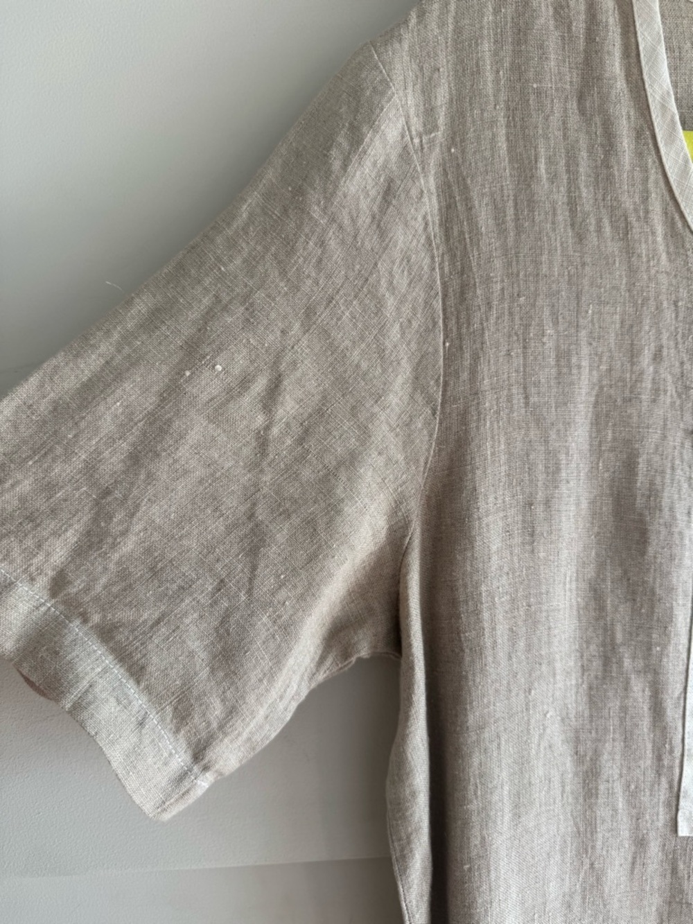 D Blue Vintage 100% Linen Ink Stamped Maxi Dress M - Picture 5 of 7